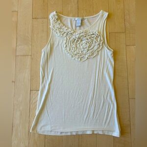 Design History Cream Sleeveless Tank Top with Ruffle Size Medium